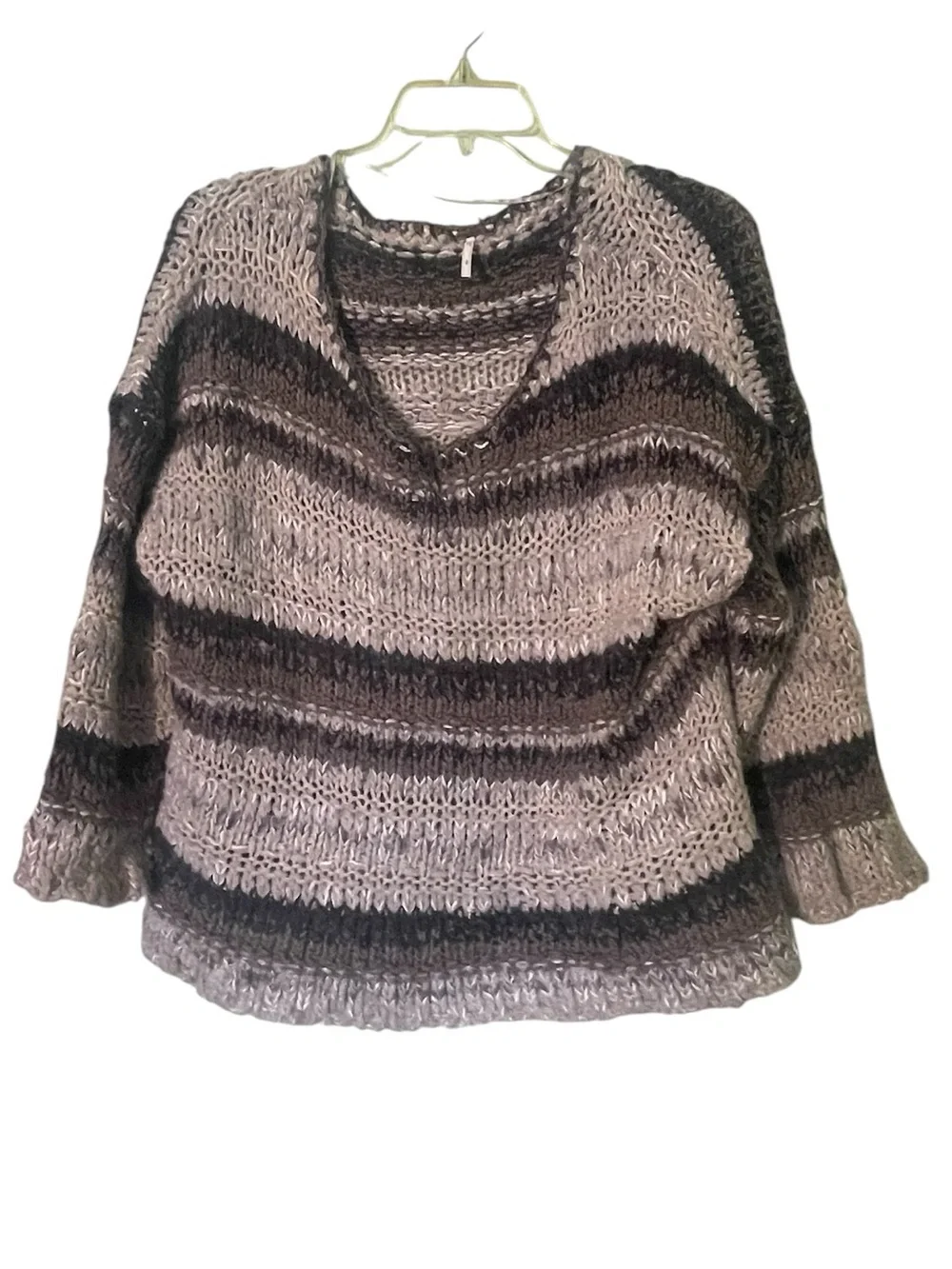 Free People chunky knit striped sweater. Wool/Alpca/Mohair/other blend Size S/P - Picture 5 of 8